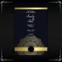 fond orné de mandala or de luxe pour invitation de mariage vecteur