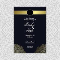 fond orné de mandala or de luxe pour invitation de mariage vecteur