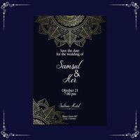 fond orné de mandala or de luxe pour invitation de mariage vecteur