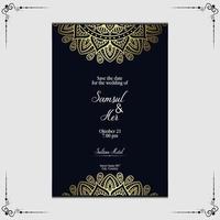 fond orné de mandala or de luxe pour invitation de mariage vecteur