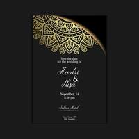 fond orné de mandala or de luxe pour invitation de mariage vecteur