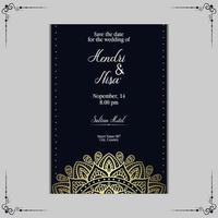 fond orné de mandala or de luxe pour invitation de mariage vecteur