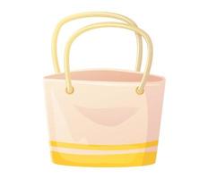 sac de plage femme paille jaune dans un style plat de dessin animé vecteur