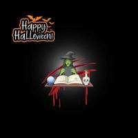 joyeux halloween avec un personnage de dessin animé de sorcière vecteur