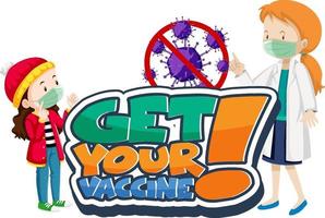 obtenez votre bannière de police de vaccin avec un personnage de dessin animé de médecin vecteur