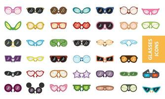 ensemble de coloré tendance lunettes icône vecteur illustration