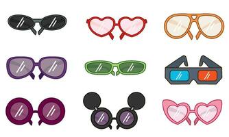 ensemble de coloré tendance lunettes icône vecteur illustration