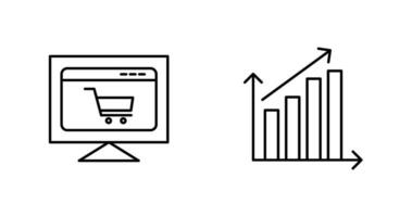 commerce électronique site Internet et en hausse statistiques icône vecteur