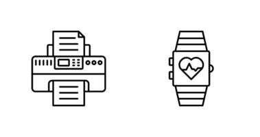 montre intelligente et imprimante icône vecteur