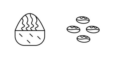 crème muffin et café des haricots icône vecteur