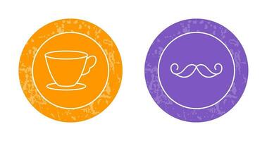 thé tasse et moustache icône vecteur