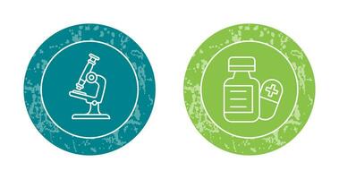 microscope et pilule icône vecteur