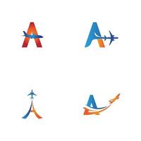 lettre un modèle de conception de logo de voyage aérien-vecteur vecteur