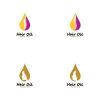 logo essentiel d'huile de cheveux avec l'huile de goutte et le symbole de logo de cheveux vecteur