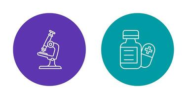 microscope et pilule icône vecteur