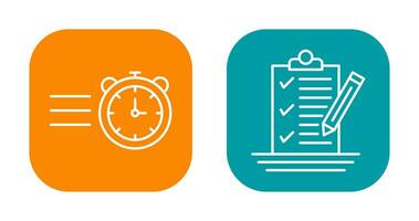 chronomètre et vérifier liste icône vecteur