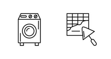 la lessive machine et plâtrage icône vecteur