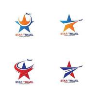 création de logo de voyage en étoile. création de logo d'agence de voyage. vecteur