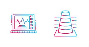 bollard et ekg moniteur icône vecteur