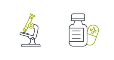 microscope et pilule icône vecteur