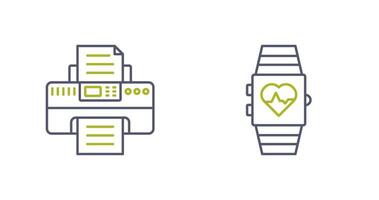 montre intelligente et imprimante icône vecteur