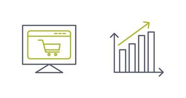 commerce électronique site Internet et en hausse statistiques icône vecteur