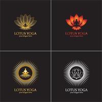 création de logo de yoga, méditation humaine en illustration vectorielle de fleur de lotus vecteur
