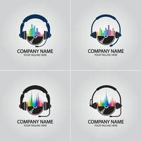 casque dj, logo d'enregistrement de studio de musique