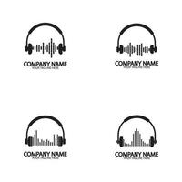 Casque avec ondes sonores bat illustration vectorielle de conception de logo vecteur