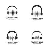 Casque avec ondes sonores bat illustration vectorielle de conception de logo vecteur