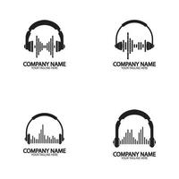 Casque avec ondes sonores bat illustration vectorielle de conception de logo vecteur