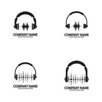 Casque avec ondes sonores bat illustration vectorielle de conception de logo vecteur