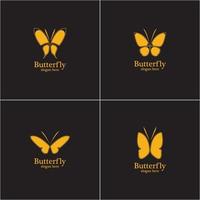 logo papillon doré sur fond noir vecteur