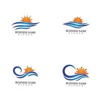 vague d'eau et soleil icône vector illustration design logo