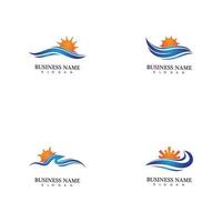 vague d'eau et soleil icône vector illustration design logo
