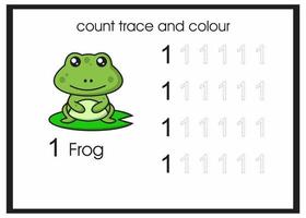 compter trace et couleur grenouille numéro 1 vecteur