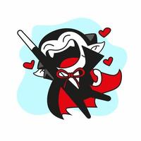 mignon petit vampire amoureux pose, halloween mignon dracula vecteur