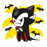 mignon petit vampire cool pose, halloween mignon dracula vecteur