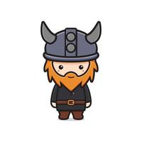 illustration d'icône de dessin animé mignon mascotte viking personnage vecteur