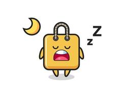 illustration de personnage de sac à provisions dormant la nuit vecteur