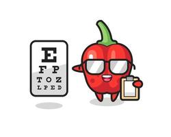 illustration de mascotte de poivron rouge comme ophtalmologie vecteur