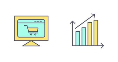 commerce électronique site Internet et en hausse statistiques icône vecteur