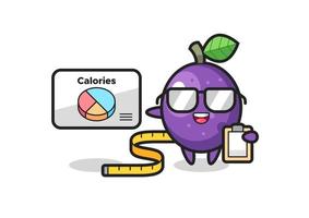 illustration de la mascotte du fruit de la passion en tant que diététicienne vecteur