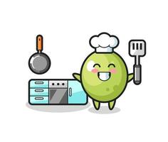 illustration du personnage d'olive en tant que chef cuisine vecteur