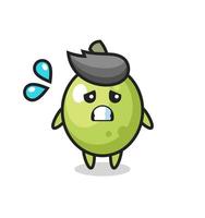 personnage mascotte olive avec un geste effrayé vecteur