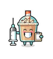 illustration de mascotte de milkshake en tant que médecin vecteur