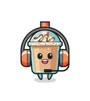 mascotte de dessin animé de milkshake en tant que service client vecteur