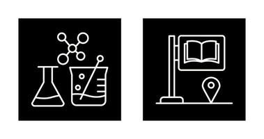 signe planche et chimie icône vecteur