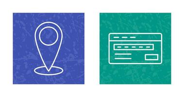 emplacement et crédit carte icône vecteur