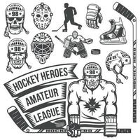 articles de hockey dans un style vintage vecteur